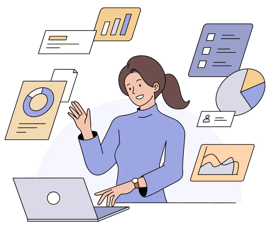 У цій векторній графіці жінка, яка наймає шукачів роботи, розміщує вакансію на сайті з оголошеннями про роботу